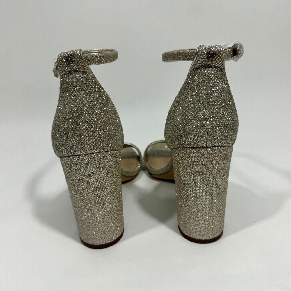 Sam Edelman Women’s Size 9 Wide Light Gold Mesh Yaro Ankle Strap Block Heels - Picture 2 of 9
